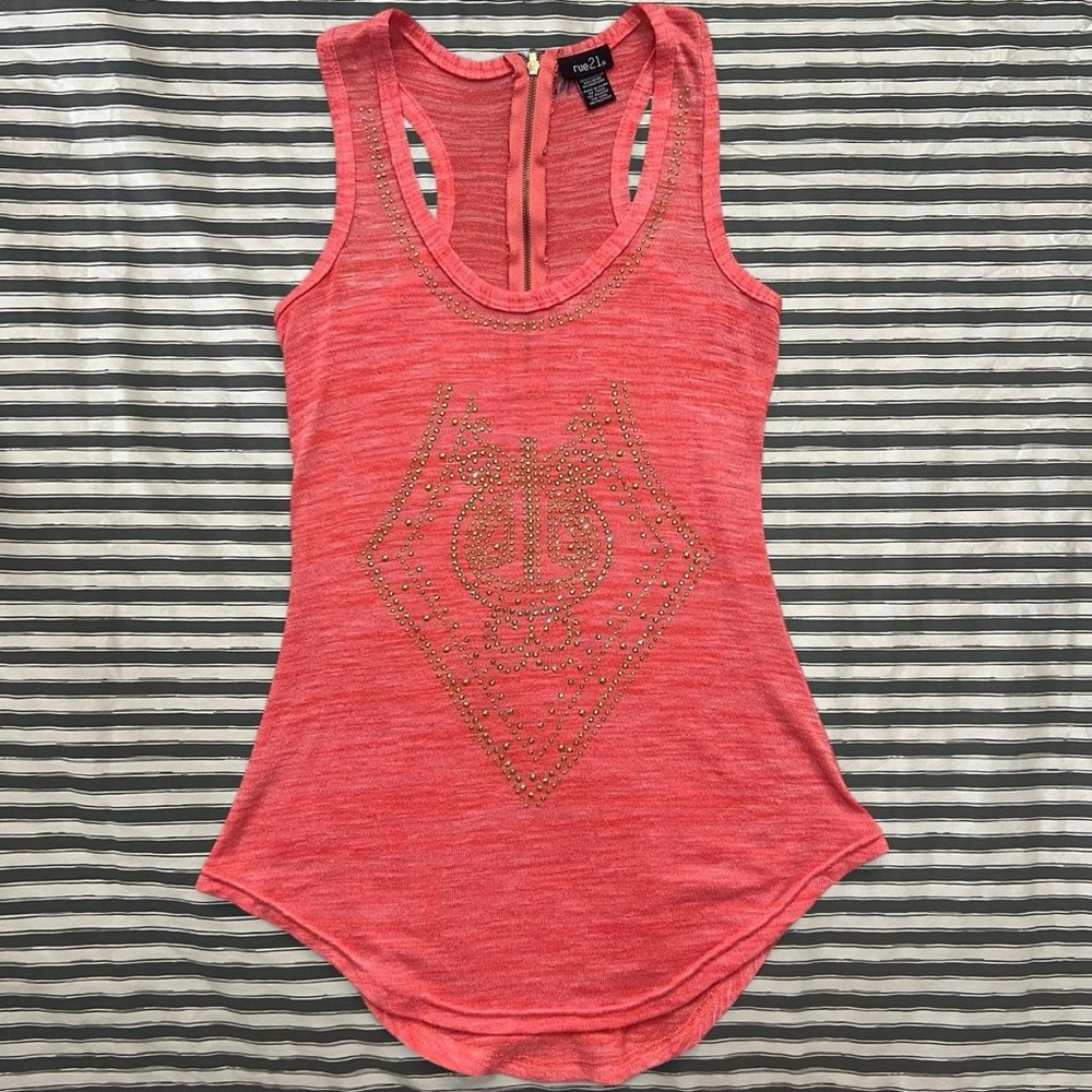 Coral Studded Racerback Tank Top